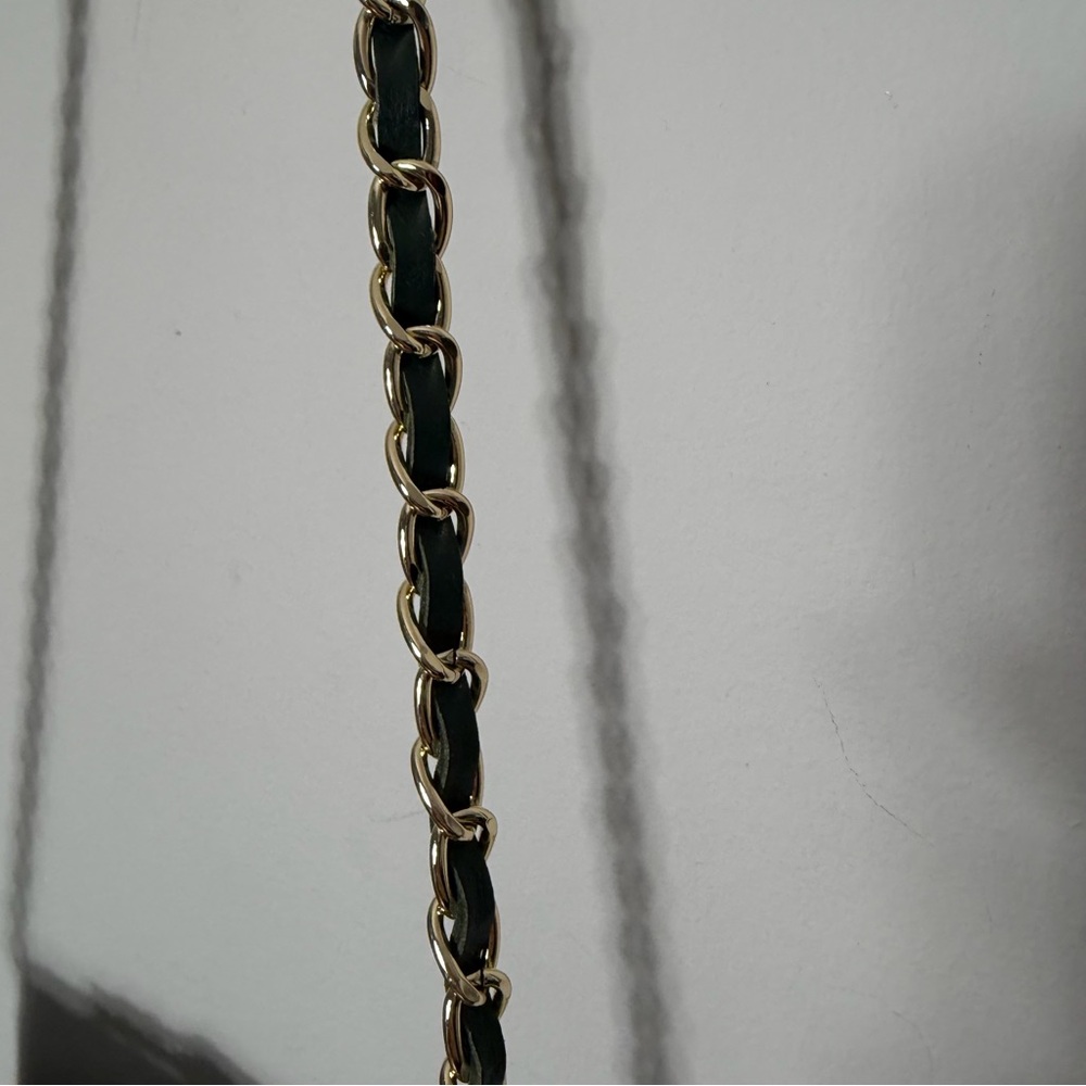 Persaman New York Made in Italy dark Green Quilted Studded Chain Bag Purse - Picture 3 of 10